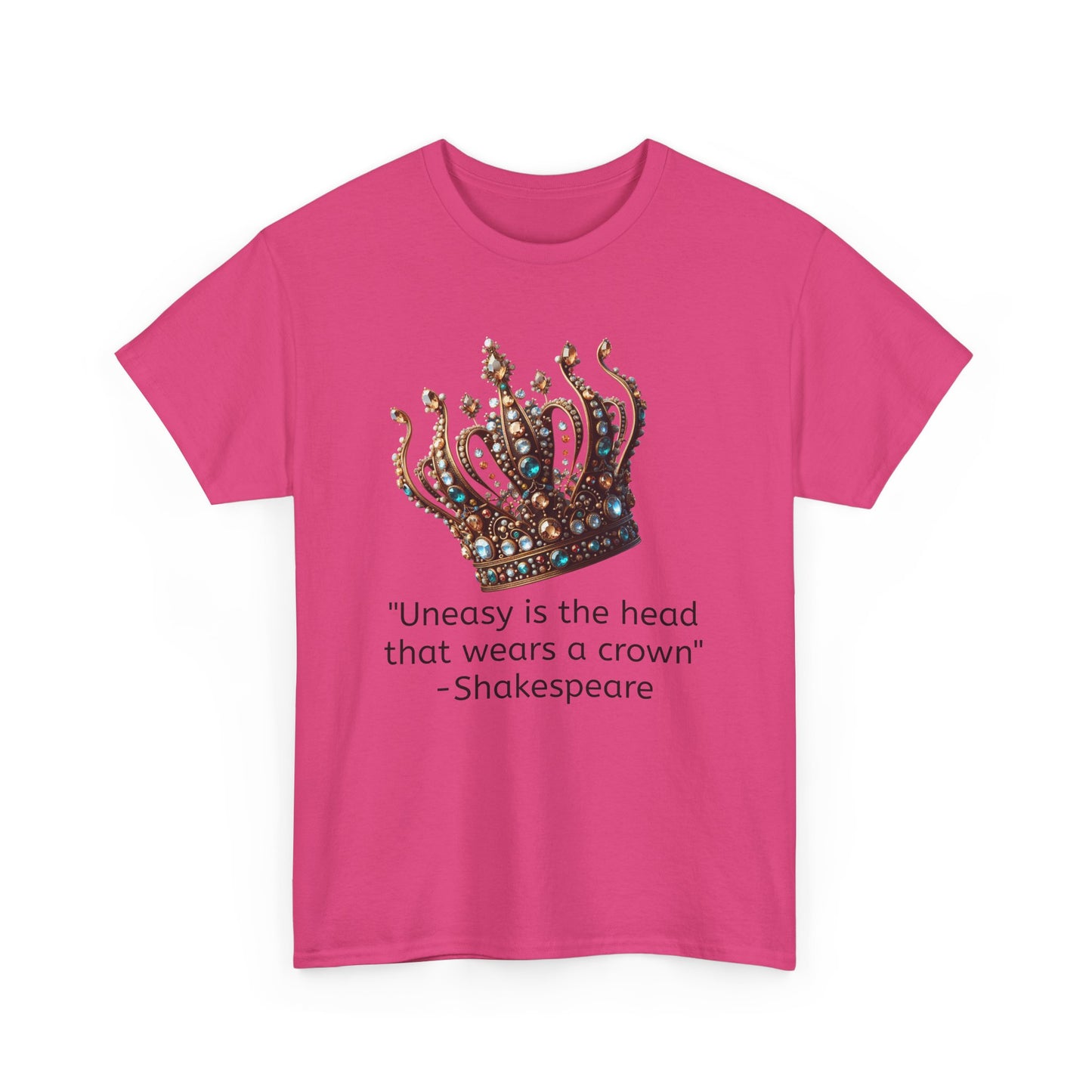 Shakespeare Quote uneasy is the head Unisex Heavy Cotton Tee