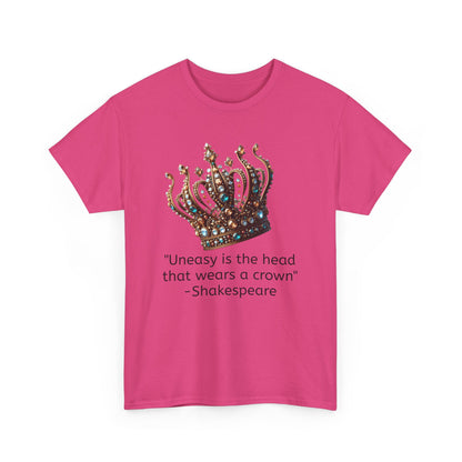 Shakespeare Quote uneasy is the head Unisex Heavy Cotton Tee