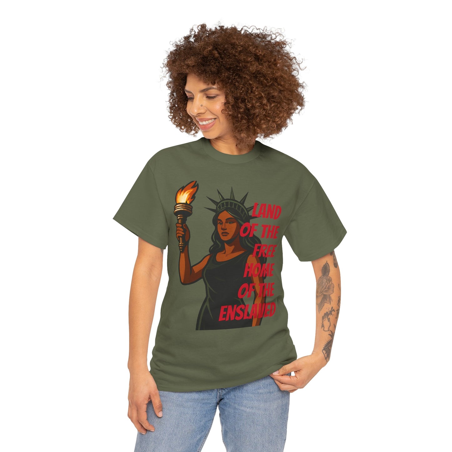 Statue of Liberty Tee, Empowerment Shirt, Unisex Cotton T-Shirt, Inclusive Fashion, Graphic T-Shirt for Freedom Lovers