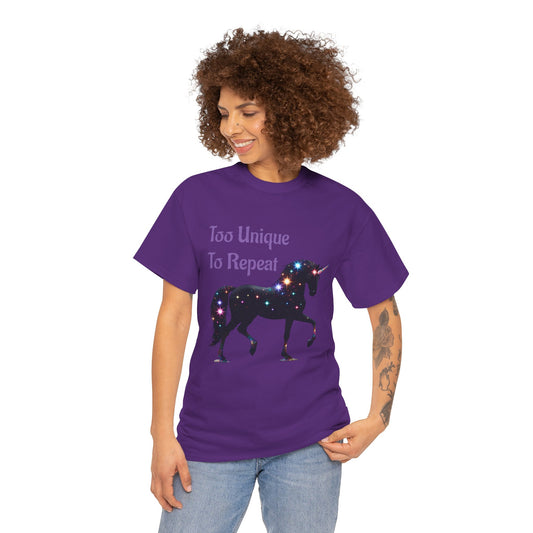 Galaxy Unicorn Tee - "Too Unique To Repeat" - Unisex Heavy Cotton Shirt