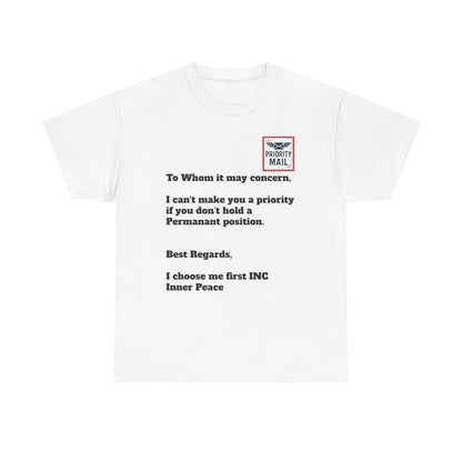 Priority Mail Unisex Heavy Cotton Tee - Casual Statement Shirt, Gifts for Friends, Unique Humor Tee, Everyday Wear, Self-Care Apparel
