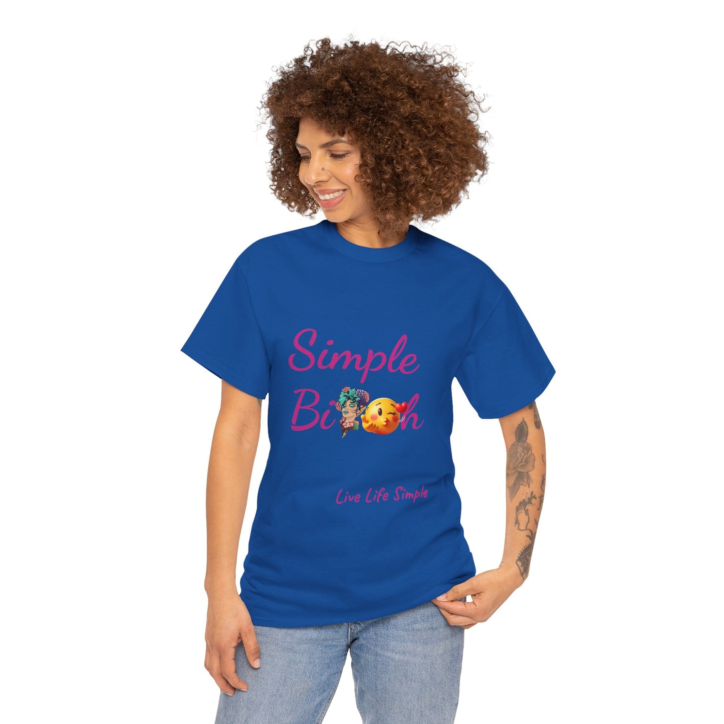 Simple Bit@# Vibes Unisex Heavy Cotton Tee, Cute Graphic Tee, Casual Summer Shirt, Gift for Friends, Everyday Wear, Live Life Simple