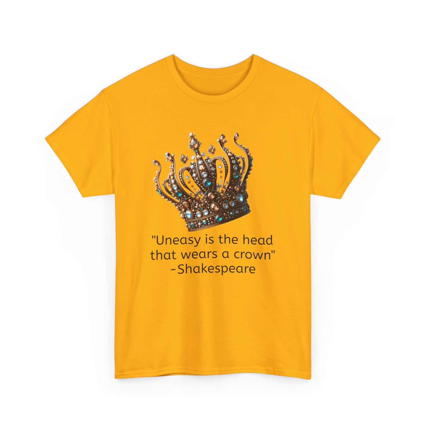 Shakespeare Quote uneasy is the head Unisex Heavy Cotton Tee