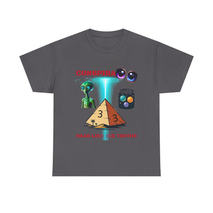 Unisex Heavy Cotton Tee - Conspiracy Theories Graphic Shirt, Casual Gift, Everyday Wear, Cool Tees for Men and Women, Unique Gift Idea