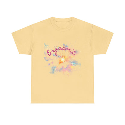 Colorful Floral 'Orgasmic' Unisex Heavy Cotton Tee, Summer Fashion, Graphic Tee, Gift for Her, Casual Wear, Party Top