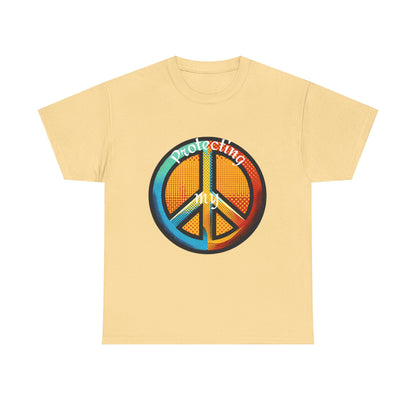 Colorful Peace Symbol Unisex Heavy Cotton Tee Protecting my Peace