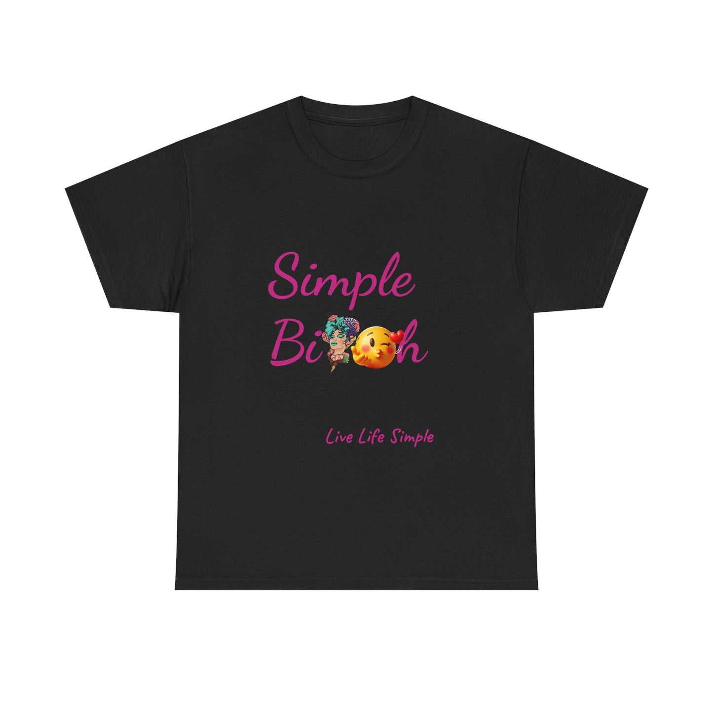 Simple Bit@# Vibes Unisex Heavy Cotton Tee, Cute Graphic Tee, Casual Summer Shirt, Gift for Friends, Everyday Wear, Live Life Simple