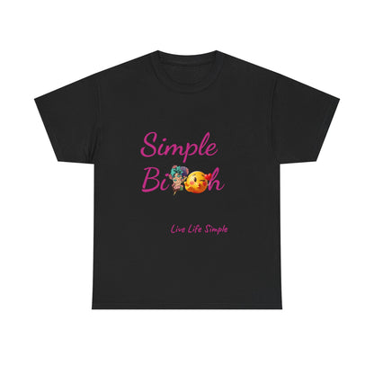 Simple Bit@# Vibes Unisex Heavy Cotton Tee, Cute Graphic Tee, Casual Summer Shirt, Gift for Friends, Everyday Wear, Live Life Simple