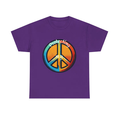 Colorful Peace Symbol Unisex Heavy Cotton Tee Protecting my Peace