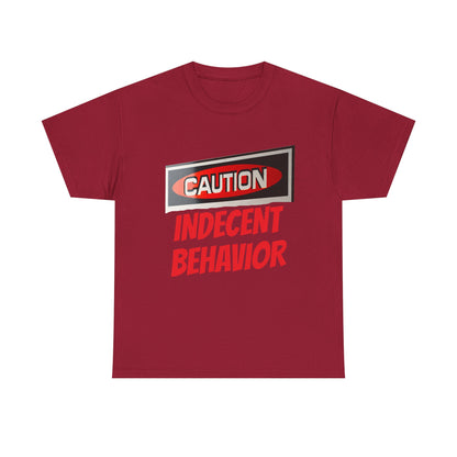 Caution Indecent Behavior Tee, Funny Graphic T-Shirt, Unisex Humor Shirt, Unique Gift, Casual Wear, Streetwear Fashion