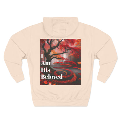 Three-Panel Fleece Hoodie with Heart and Love Design, Cozy Gift for Valentine's Day, Wearable Art, Comfort Wear, Affirmation Clothing