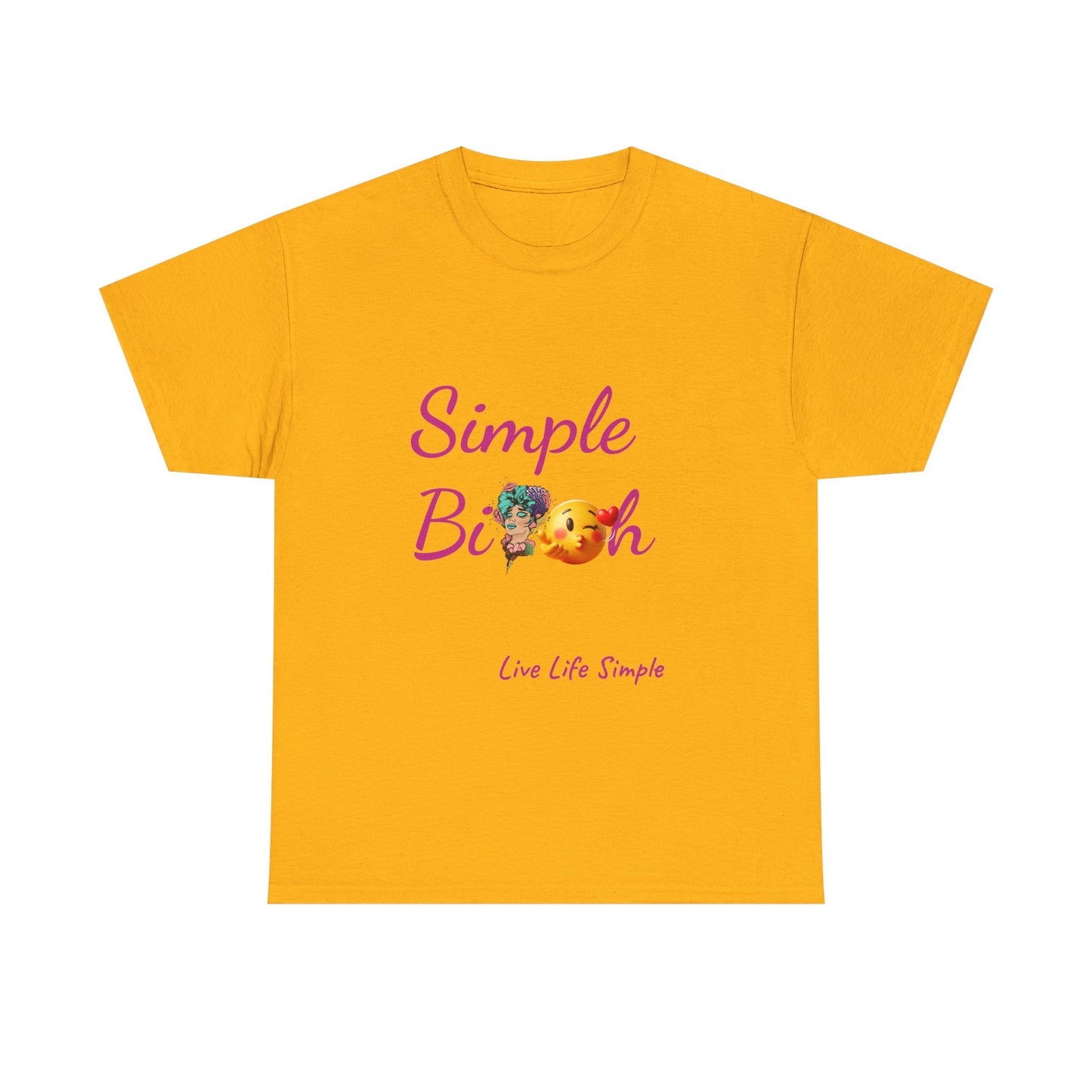 Simple Bit@# Vibes Unisex Heavy Cotton Tee, Cute Graphic Tee, Casual Summer Shirt, Gift for Friends, Everyday Wear, Live Life Simple