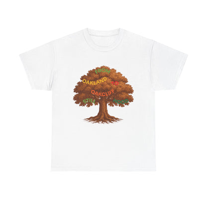 Oakland To Oakcliff Tree Unisex Cotton Tee, Nature Lover Gift, Casual Wear, Eco-Friendly Apparel, Unique Tree Graphic T-Shirt