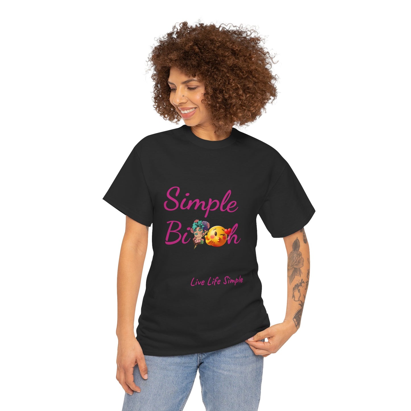 Simple Bit@# Vibes Unisex Heavy Cotton Tee, Cute Graphic Tee, Casual Summer Shirt, Gift for Friends, Everyday Wear, Live Life Simple