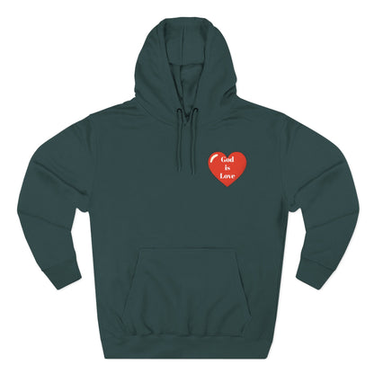 Three-Panel Fleece Hoodie with Heart and Love Design, Cozy Gift for Valentine's Day, Wearable Art, Comfort Wear, Affirmation Clothing