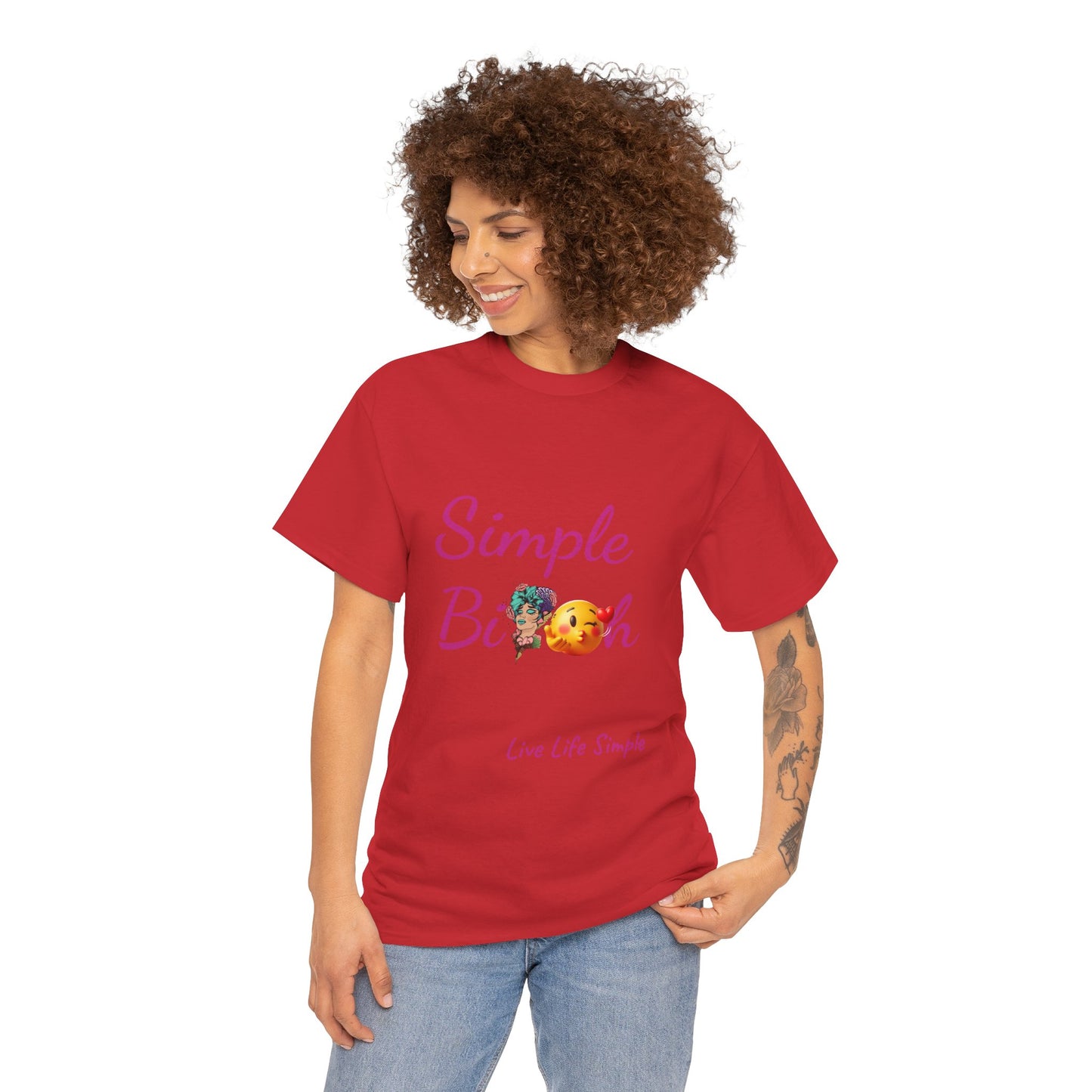 Simple Bit@# Vibes Unisex Heavy Cotton Tee, Cute Graphic Tee, Casual Summer Shirt, Gift for Friends, Everyday Wear, Live Life Simple