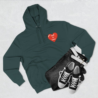 Three-Panel Fleece Hoodie with Heart and Love Design, Cozy Gift for Valentine's Day, Wearable Art, Comfort Wear, Affirmation Clothing