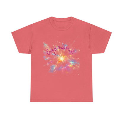 Colorful Floral 'Orgasmic' Unisex Heavy Cotton Tee, Summer Fashion, Graphic Tee, Gift for Her, Casual Wear, Party Top