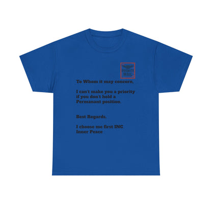 Priority Mail Unisex Heavy Cotton Tee - Casual Statement Shirt, Gifts for Friends, Unique Humor Tee, Everyday Wear, Self-Care Apparel