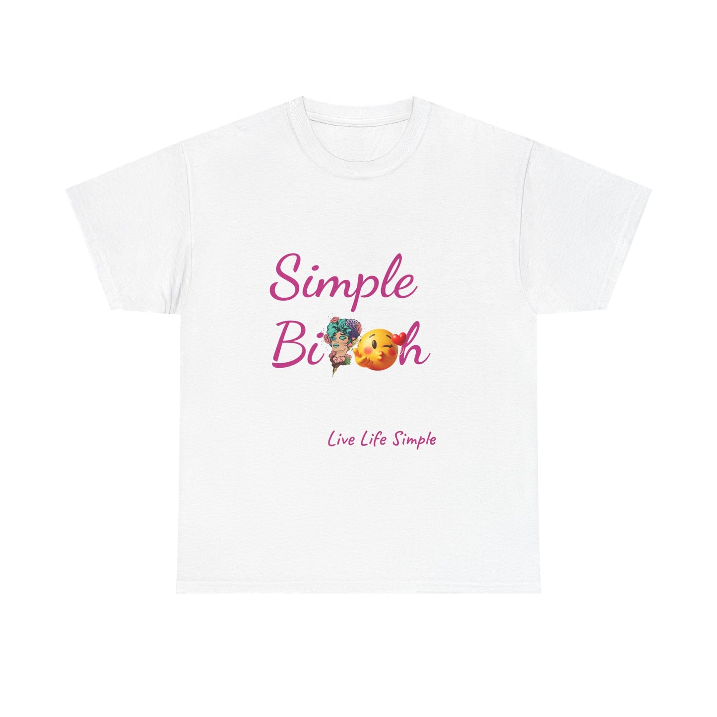 Simple Bit@# Vibes Unisex Heavy Cotton Tee, Cute Graphic Tee, Casual Summer Shirt, Gift for Friends, Everyday Wear, Live Life Simple