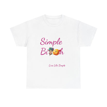 Simple Bit@# Vibes Unisex Heavy Cotton Tee, Cute Graphic Tee, Casual Summer Shirt, Gift for Friends, Everyday Wear, Live Life Simple