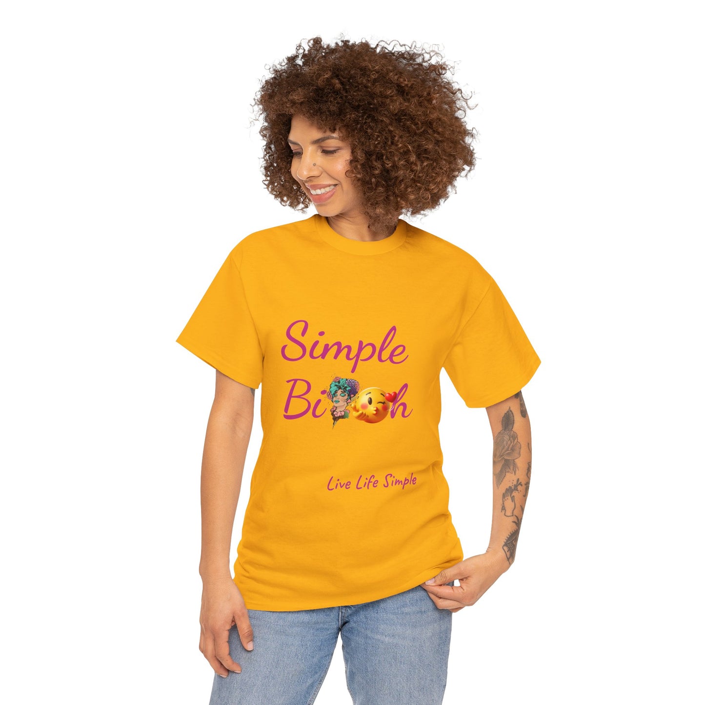 Simple Bit@# Vibes Unisex Heavy Cotton Tee, Cute Graphic Tee, Casual Summer Shirt, Gift for Friends, Everyday Wear, Live Life Simple