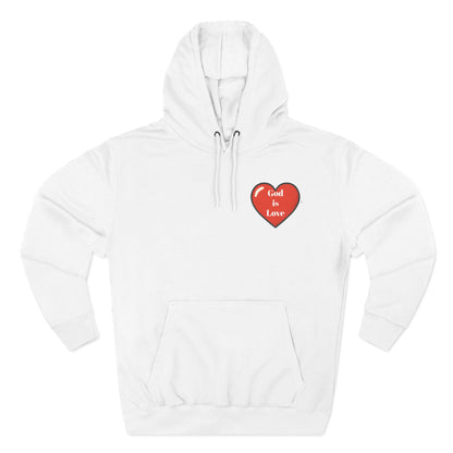 Three-Panel Fleece Hoodie with Heart and Love Design, Cozy Gift for Valentine's Day, Wearable Art, Comfort Wear, Affirmation Clothing