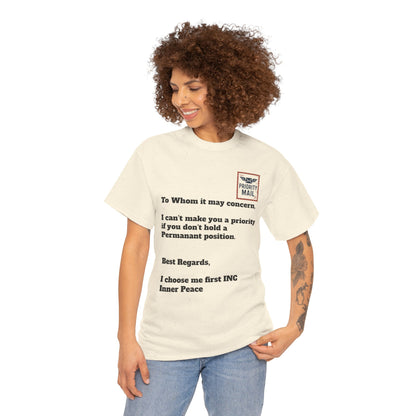 Priority Mail Unisex Heavy Cotton Tee - Casual Statement Shirt, Gifts for Friends, Unique Humor Tee, Everyday Wear, Self-Care Apparel