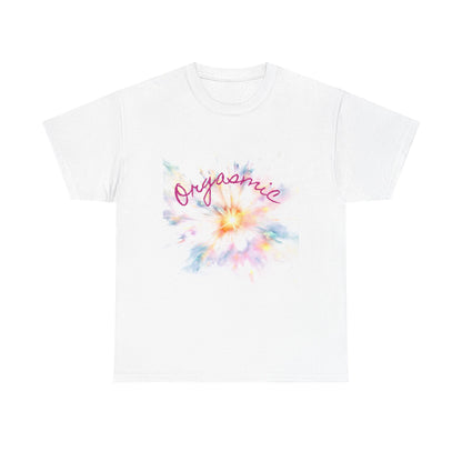 Colorful Floral 'Orgasmic' Unisex Heavy Cotton Tee, Summer Fashion, Graphic Tee, Gift for Her, Casual Wear, Party Top