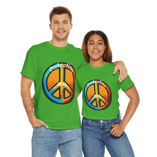Colorful Peace Symbol Unisex Heavy Cotton Tee Protecting my Peace