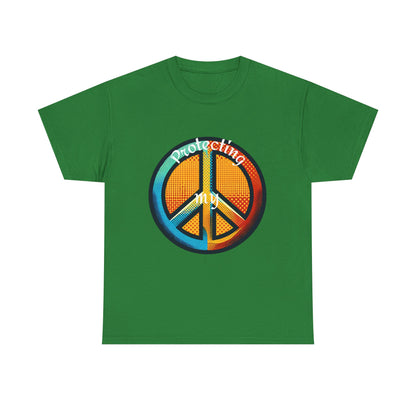 Colorful Peace Symbol Unisex Heavy Cotton Tee Protecting my Peace