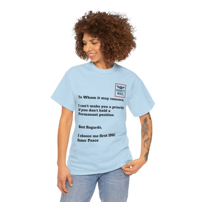 Priority Mail Unisex Heavy Cotton Tee - Casual Statement Shirt, Gifts for Friends, Unique Humor Tee, Everyday Wear, Self-Care Apparel