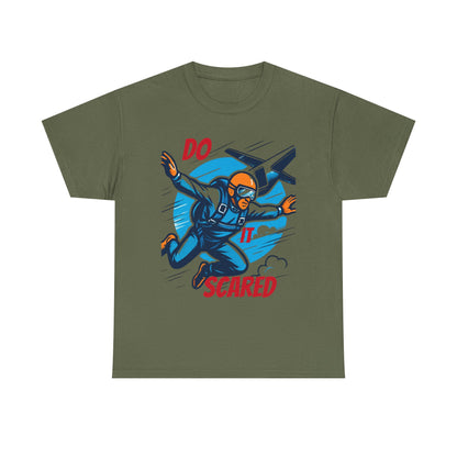 Daredevil Skydiving Do it scared Tee | Motivational Unisex Cotton Shirt, Adventure Gift, Casual Wear, Fun Statement T-Shirt, Airplane Lover Apparel