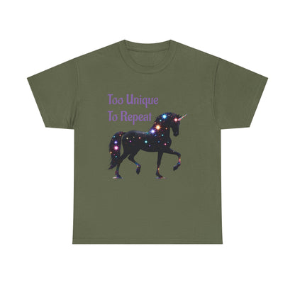 Galaxy Unicorn Tee - "Too Unique To Repeat" - Unisex Heavy Cotton Shirt