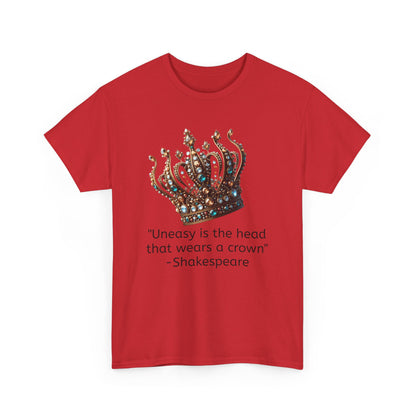 Shakespeare Quote uneasy is the head Unisex Heavy Cotton Tee