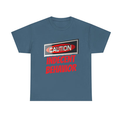 Caution Indecent Behavior Tee, Funny Graphic T-Shirt, Unisex Humor Shirt, Unique Gift, Casual Wear, Streetwear Fashion