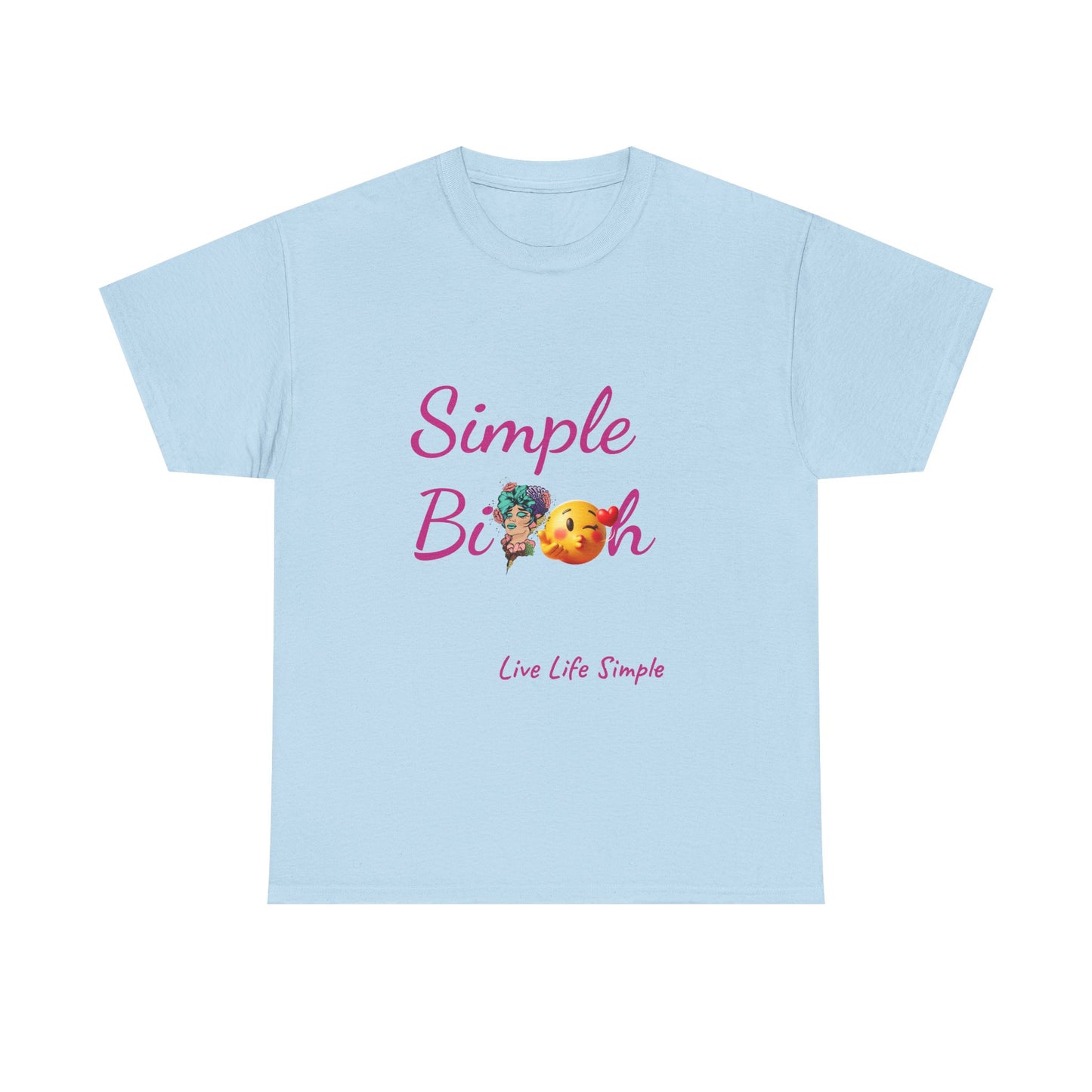 Simple Bit@# Vibes Unisex Heavy Cotton Tee, Cute Graphic Tee, Casual Summer Shirt, Gift for Friends, Everyday Wear, Live Life Simple