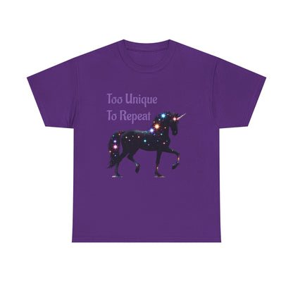 Galaxy Unicorn Tee - "Too Unique To Repeat" - Unisex Heavy Cotton Shirt