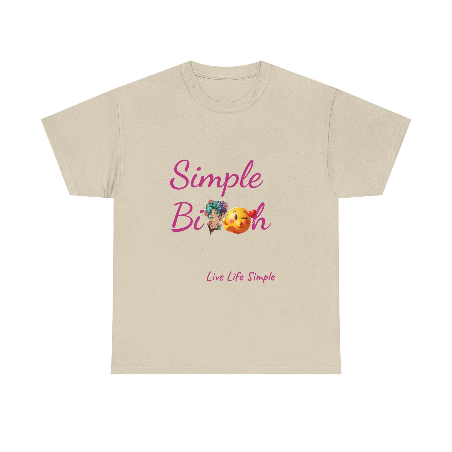 Simple Bit@# Vibes Unisex Heavy Cotton Tee, Cute Graphic Tee, Casual Summer Shirt, Gift for Friends, Everyday Wear, Live Life Simple