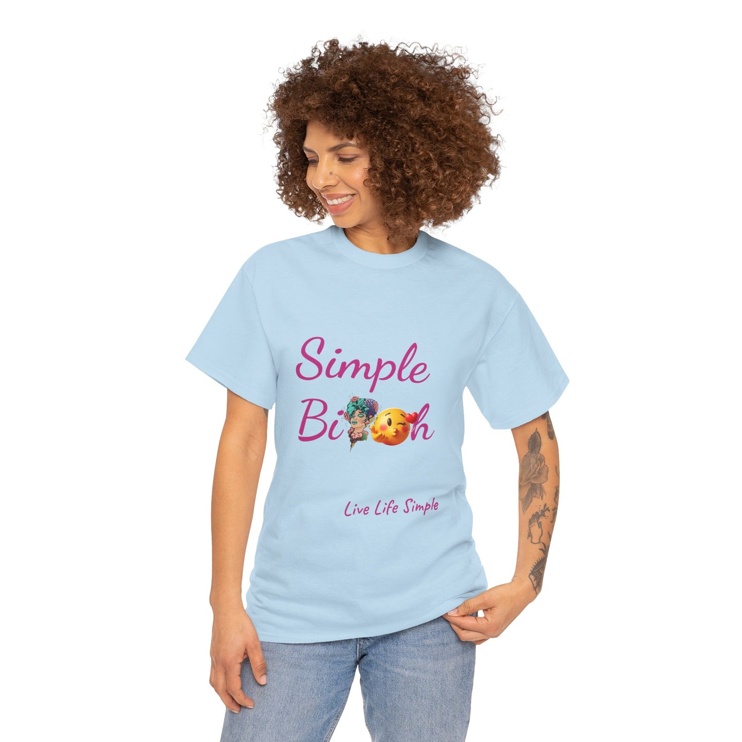 Simple Bit@# Vibes Unisex Heavy Cotton Tee, Cute Graphic Tee, Casual Summer Shirt, Gift for Friends, Everyday Wear, Live Life Simple