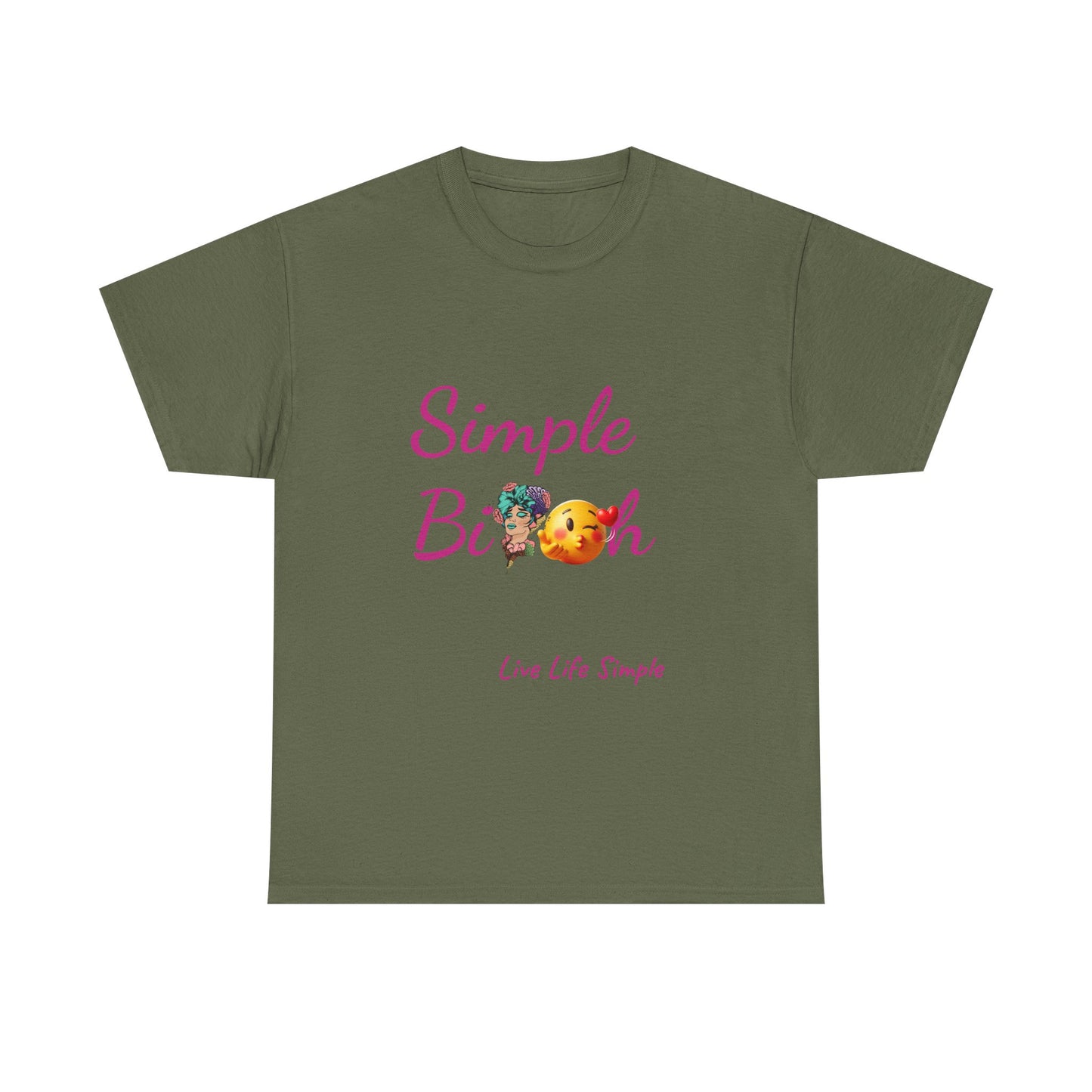 Simple Bit@# Vibes Unisex Heavy Cotton Tee, Cute Graphic Tee, Casual Summer Shirt, Gift for Friends, Everyday Wear, Live Life Simple