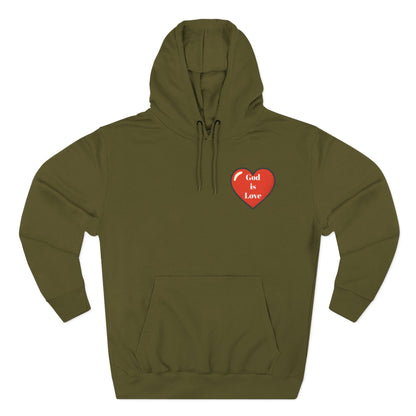 Three-Panel Fleece Hoodie with Heart and Love Design, Cozy Gift for Valentine's Day, Wearable Art, Comfort Wear, Affirmation Clothing