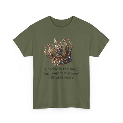 Shakespeare Quote uneasy is the head Unisex Heavy Cotton Tee