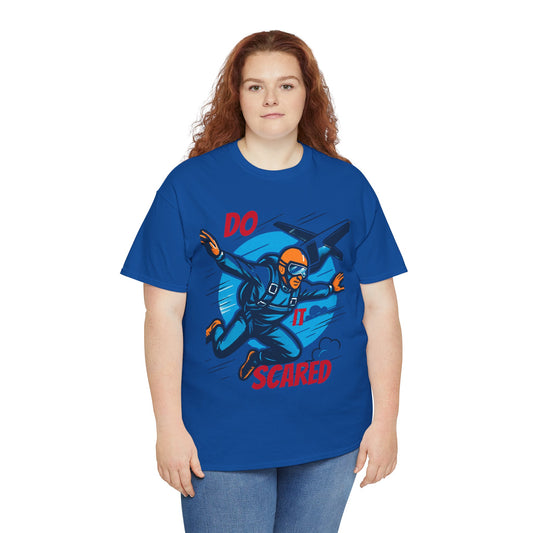 Daredevil Skydiving Do it scared Tee | Motivational Unisex Cotton Shirt, Adventure Gift, Casual Wear, Fun Statement T-Shirt, Airplane Lover Apparel