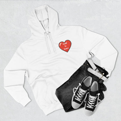 Three-Panel Fleece Hoodie with Heart and Love Design, Cozy Gift for Valentine's Day, Wearable Art, Comfort Wear, Affirmation Clothing
