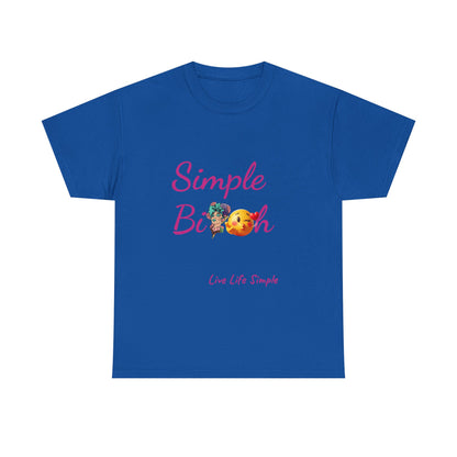 Simple Bit@# Vibes Unisex Heavy Cotton Tee, Cute Graphic Tee, Casual Summer Shirt, Gift for Friends, Everyday Wear, Live Life Simple