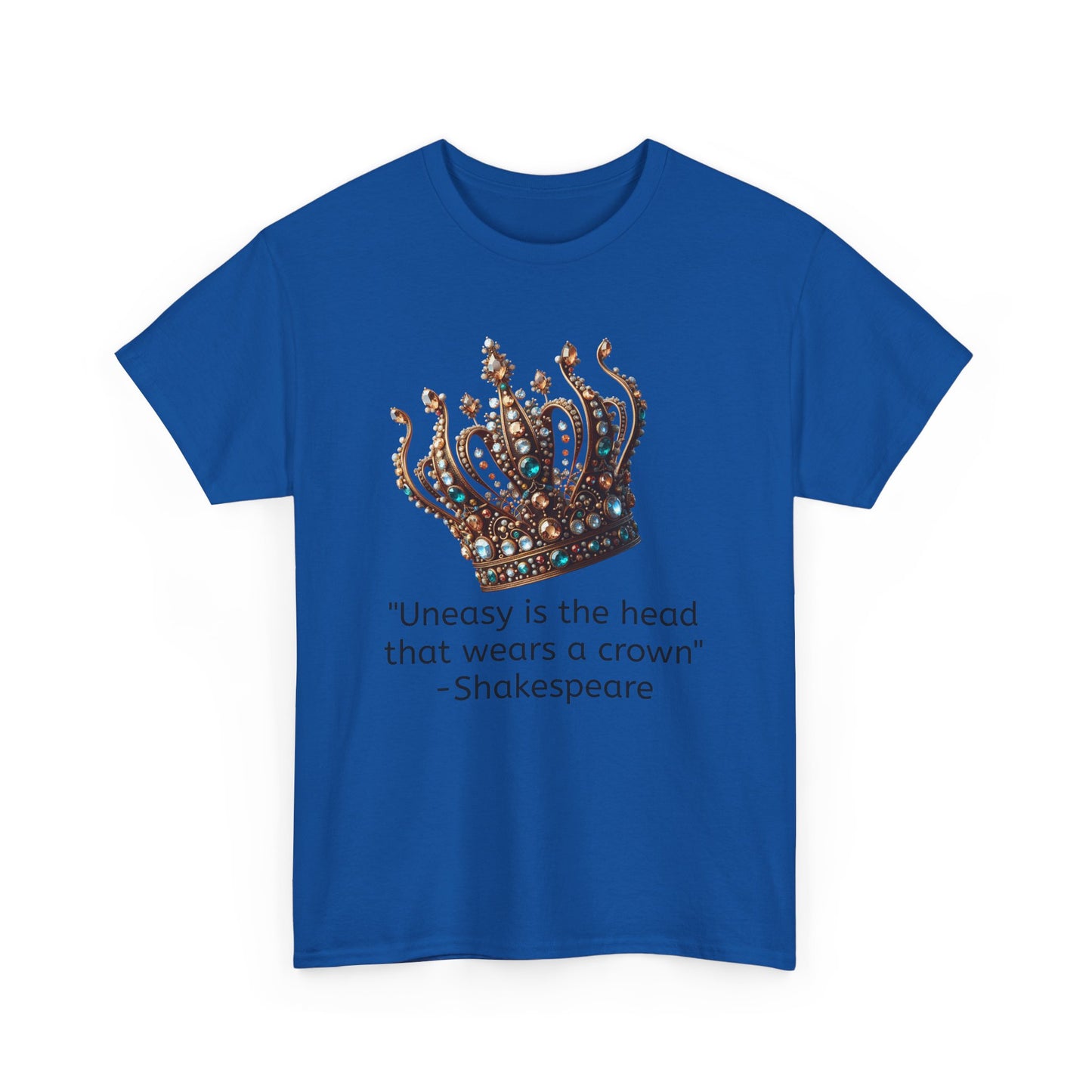 Shakespeare Quote uneasy is the head Unisex Heavy Cotton Tee