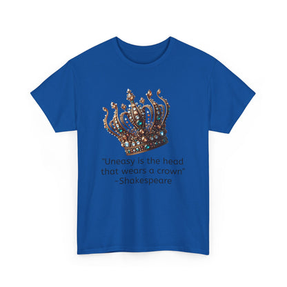 Shakespeare Quote uneasy is the head Unisex Heavy Cotton Tee