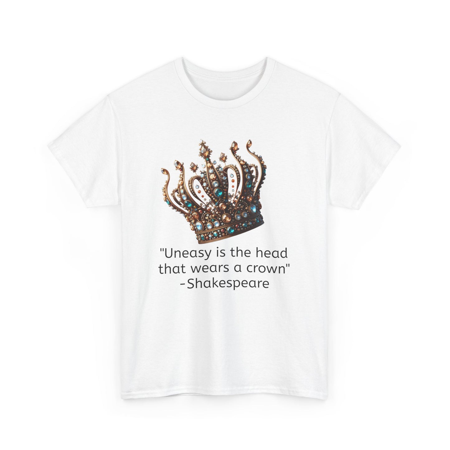Shakespeare Quote uneasy is the head Unisex Heavy Cotton Tee